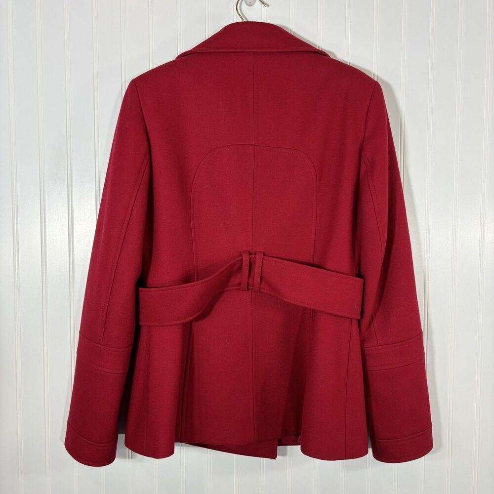 Victoria’s Secret Womens Red Pea Coat Size 12 Wool Blend Double Breasted Classic - Picture 2 of 15
